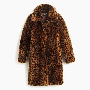 NWT J.Crew Faux-Fur Leopard Print Coat Size M